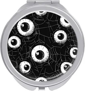 Eyeball on Spider Web Compact Travel Makeup Mirror 1X/2X Magnification Portable Pocket Purse Mirror
