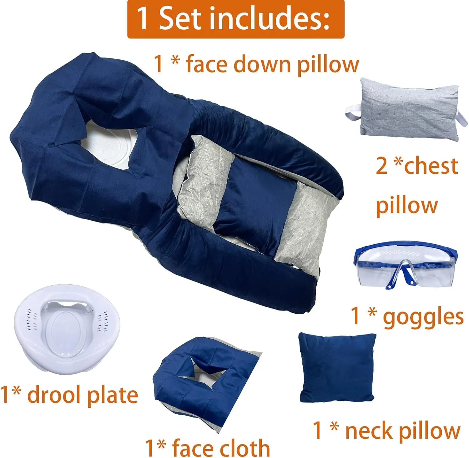 Face Down Pillow for Post-Surgery Recovery Sleeping Pillow After Eye Surgery Recovery Equipment, Home Massage Pillow, BBL Pillow After Surgery for Butt (Contoured Support Pillow, Extended)