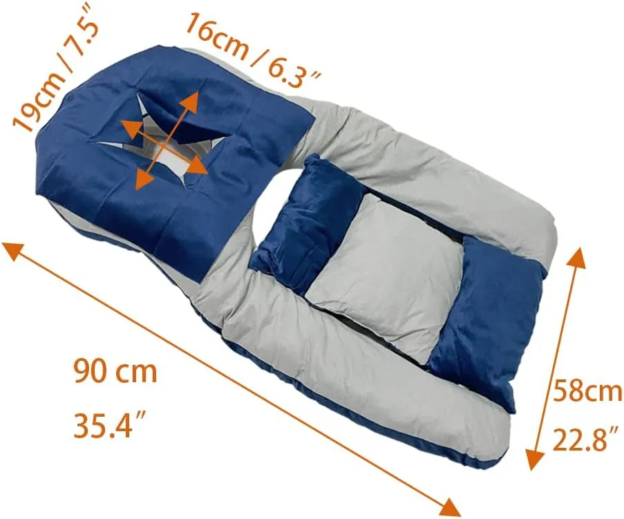 Face Down Pillow for Post-Surgery Recovery Sleeping Pillow After Eye Surgery Recovery Equipment, Home Massage Pillow, BBL Pillow After Surgery for Butt (Contoured Support Pillow, Extended)