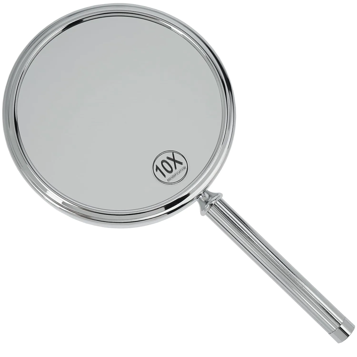 Fantasia Hand-Held Mirror Metal 10x Magnification / 1x Back Diameter 13 cm/Length 28.5 cm/Chrome