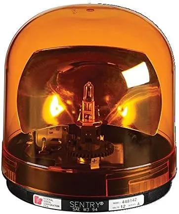 Federal Signal 449112-02 Class 1 Sentry Halogen Beacon, Permanent Mount with Dome, CAC Title 13, 175 FPM, Amber