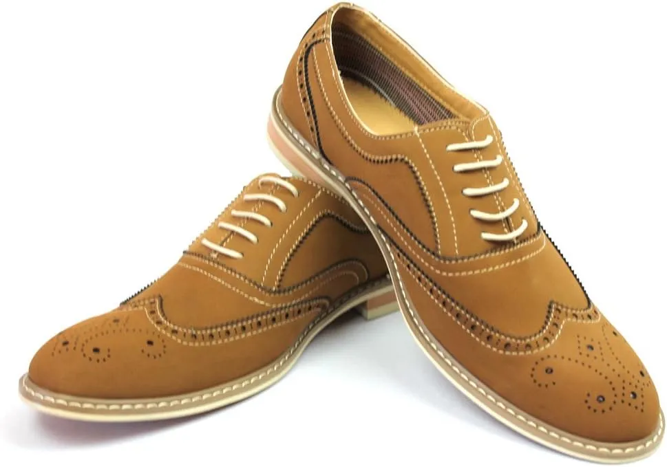 Ferro Aldo Brown Men's Dress Shoes Brogue Perforation Details Modern M139001