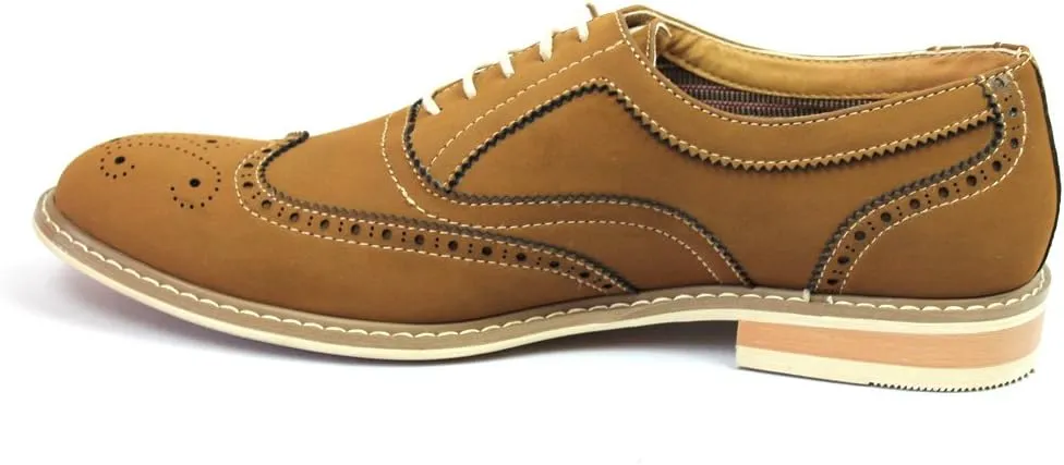 Ferro Aldo Brown Men's Dress Shoes Brogue Perforation Details Modern M139001