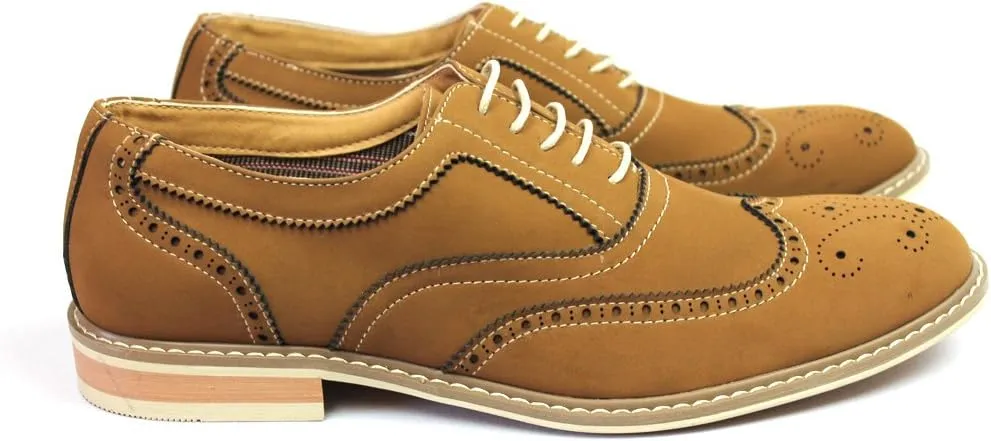 Ferro Aldo Brown Men's Dress Shoes Brogue Perforation Details Modern M139001