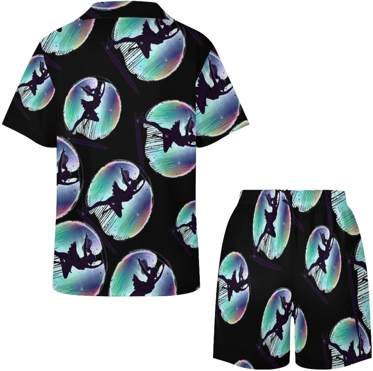 Figure Skating Women's Satin Pajama Set Short Sleeve Button Down Sleepwear Loungewear Pj Set