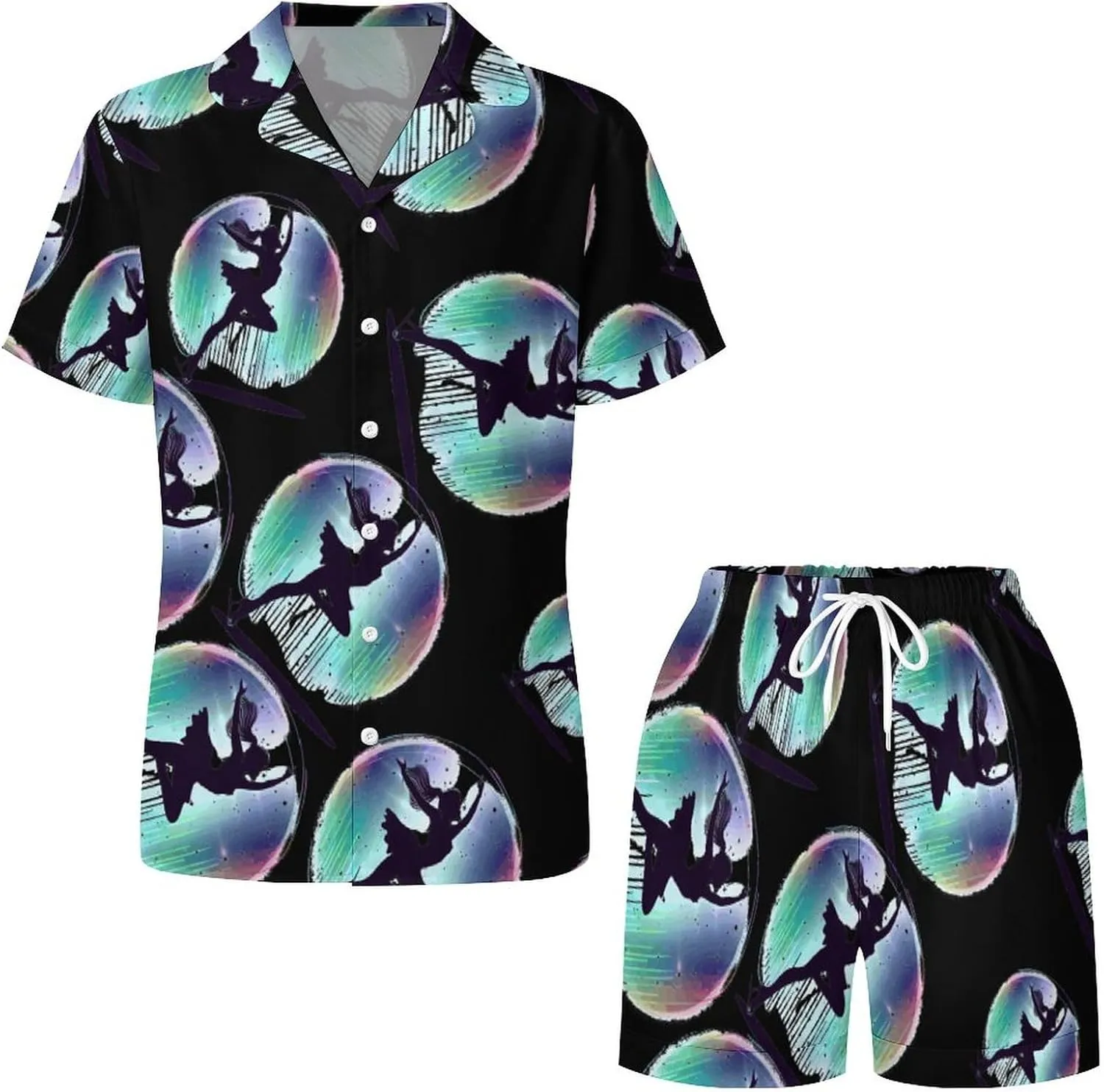 Figure Skating Women's Satin Pajama Set Short Sleeve Button Down Sleepwear Loungewear Pj Set