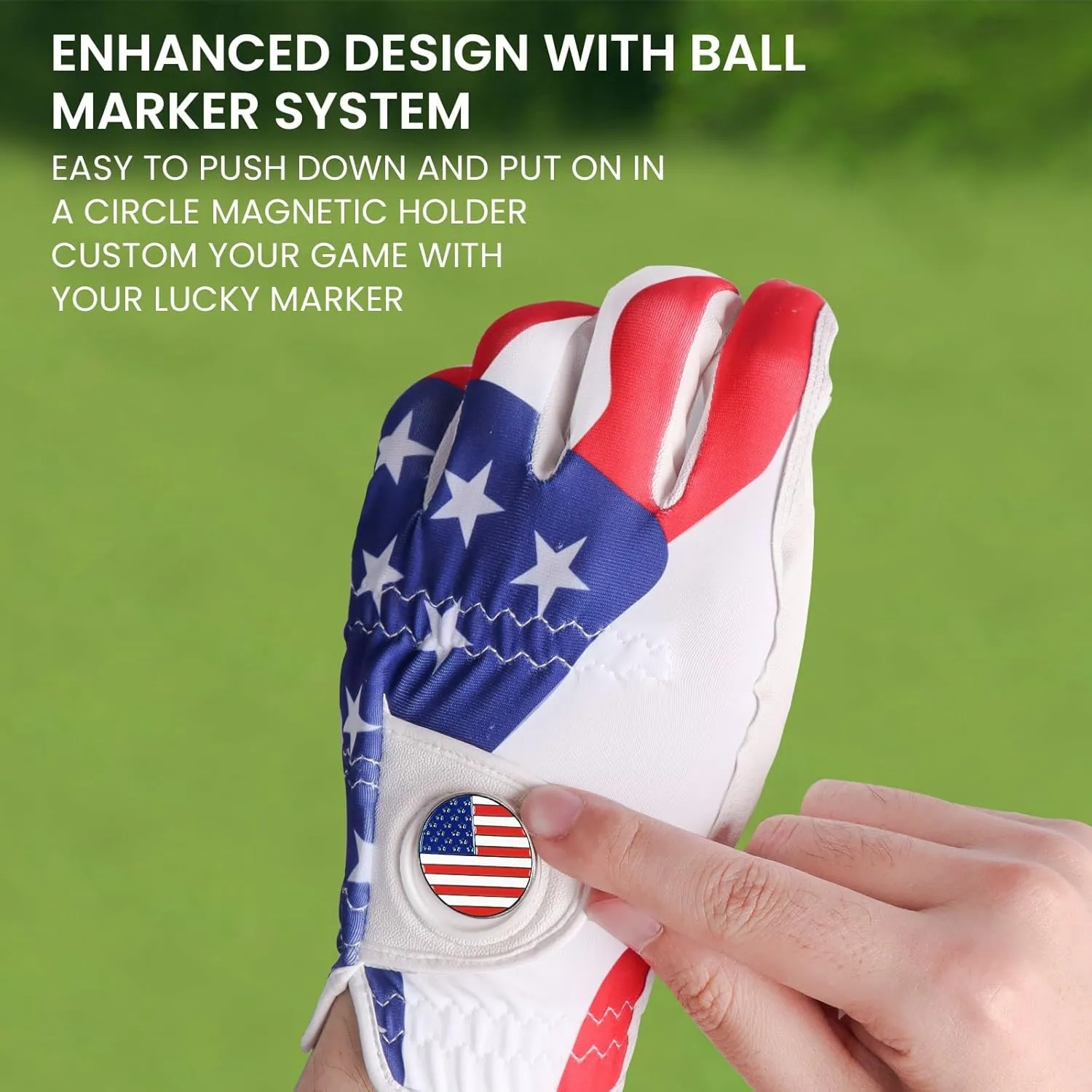 FINGER TEN Golf Gloves Men Right Handed Golfer Left Hand with Ball Marker 2 Pack Leather Breathable Comfortable Weathersof Grip Size Small Medium ML Large XL