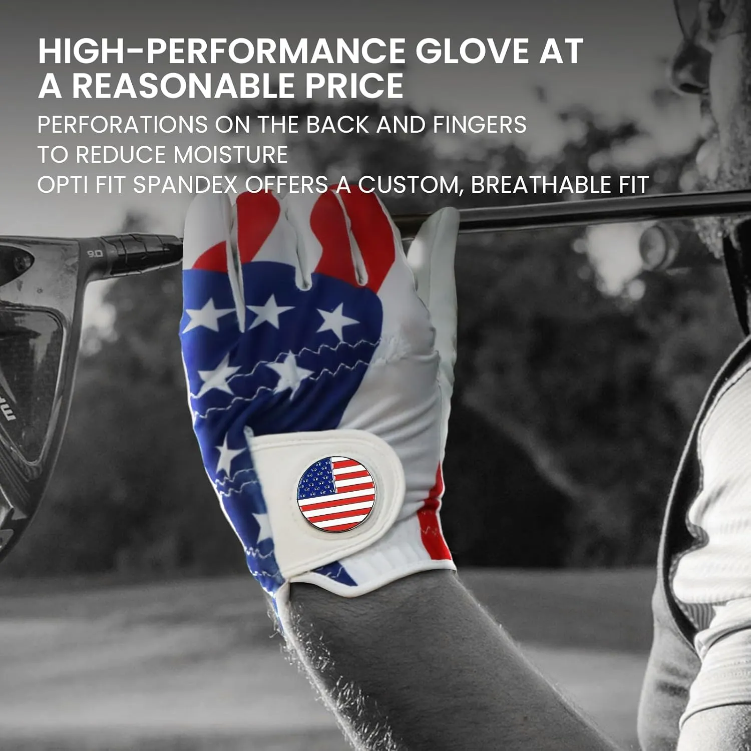 FINGER TEN Golf Gloves Men Right Handed Golfer Left Hand with Ball Marker 2 Pack Leather Breathable Comfortable Weathersof Grip Size Small Medium ML Large XL