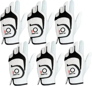 FINGER TEN Golf Gloves Men Right Left Handed Golfer 3/6 Pack Mens Golf Glove Left Right Hand Soft Cabretta Leather All Weather Grip Size S M ML L XL