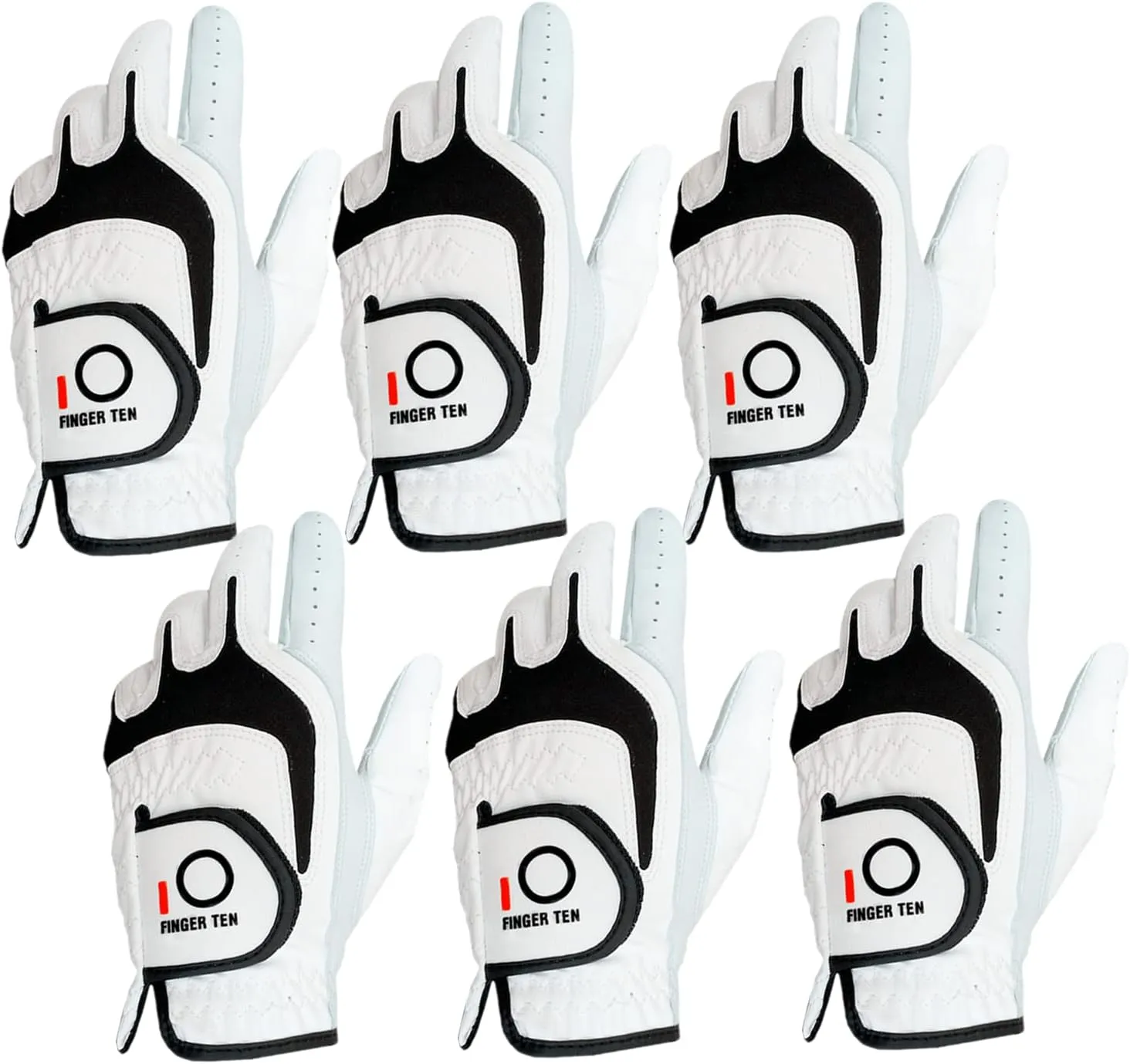FINGER TEN Golf Gloves Men Right Left Handed Golfer 3/6 Pack Mens Golf Glove Left Right Hand Soft Cabretta Leather All Weather Grip Size S M ML L XL