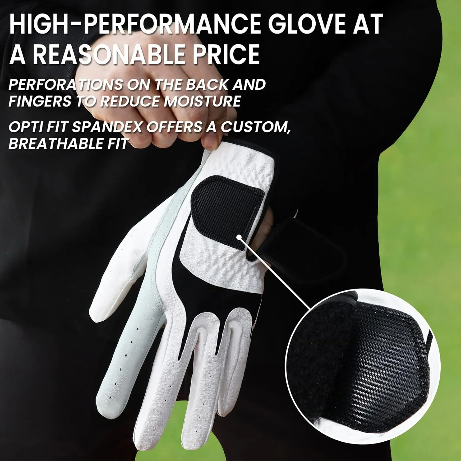FINGER TEN Golf Gloves Men Right Left Handed Golfer 3/6 Pack Mens Golf Glove Left Right Hand Soft Cabretta Leather All Weather Grip Size S M ML L XL
