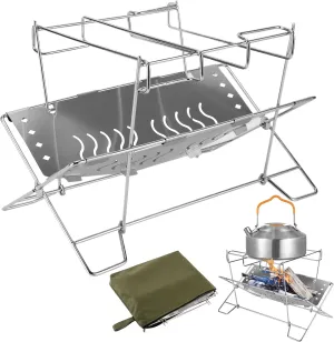 Fire Pit Stand | Stainless Steel Foldable Fire Pit Holder for Camping - Grilling Supplies, Campfire Organizer Stand for Patio Camping Backyard Barbecue Activities