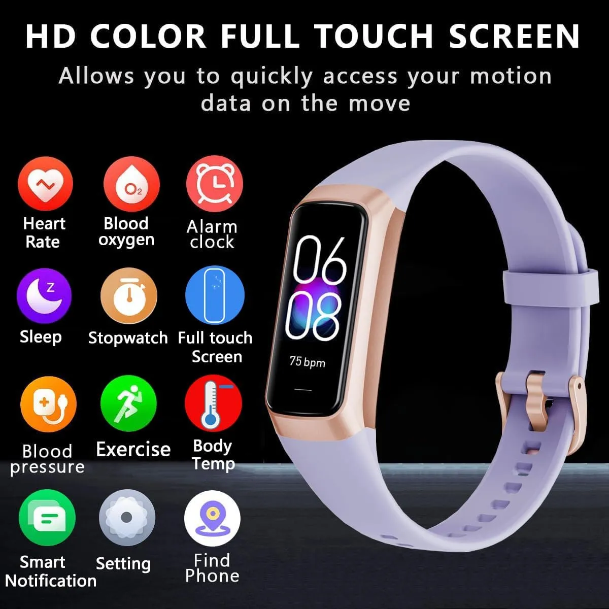 Fitness Tracker with 24/7 Heart Rate Sleep Blood Oxygen Monitor,IP68 Waterproof Smart Watch,1.10''AMOLED Touch Color Screen,Step Counter Health Activity Trackers for Women Men
