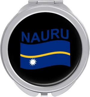 Flag of Nauru Travel Makeup Mirror 2-Sided 1x 2X Magnification Portable Mini Mirror for Handbag Purse Pocket