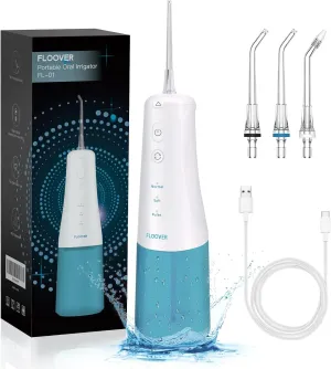 Floover Cordless Portable Water Flosser，300ML Large Water Tank, 3 Speed Mode, IPX7 Waterproof, 2000mAh Battery for Home and Business Travel Use