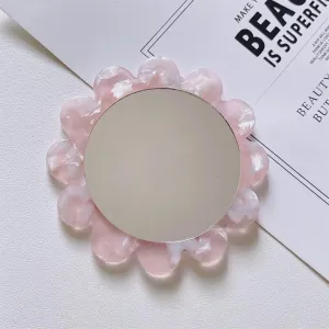 Flower Shaped Makeup Mirror Handheld Round Mirror Compact Makeup Mirror (Color : B, Size : One Size)