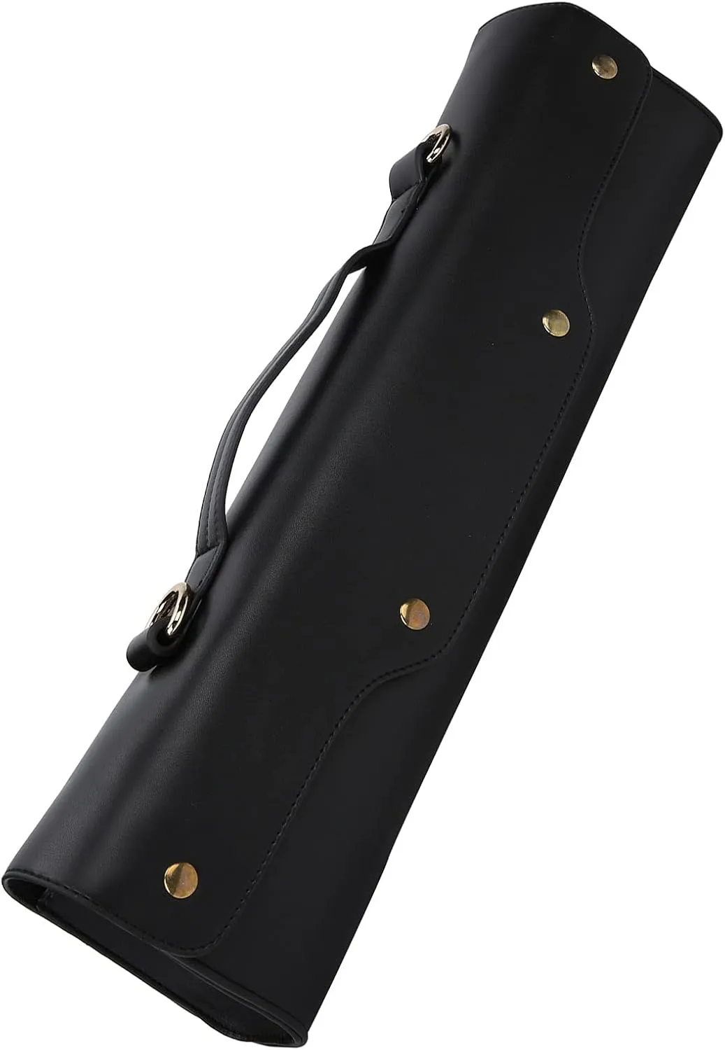 Flute Carrying Bag, Synthetic Leather Hand Bag for Wind Instrument, Portable with Shoulder Strap, 360° Rotating Hanging Buckle, Soft Non Woven Fabric Lining, sturdy and Protectiv (Black)
