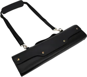 Flute Carrying Bag, Synthetic Leather Hand Bag for Wind Instrument, Portable with Shoulder Strap, 360° Rotating Hanging Buckle, Soft Non Woven Fabric Lining, sturdy and Protectiv (Black)