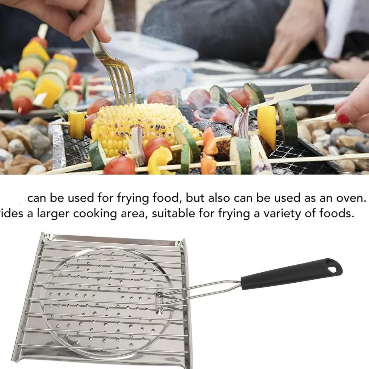 Foldable Grill Basket, Stove Top Toaster Rack, Stainless Steel Grilling Pan, Square Heat Resistant Tray, Flat Griddle Plate Tray, Camping Cookware, Kitchen Stove Top Toaster
