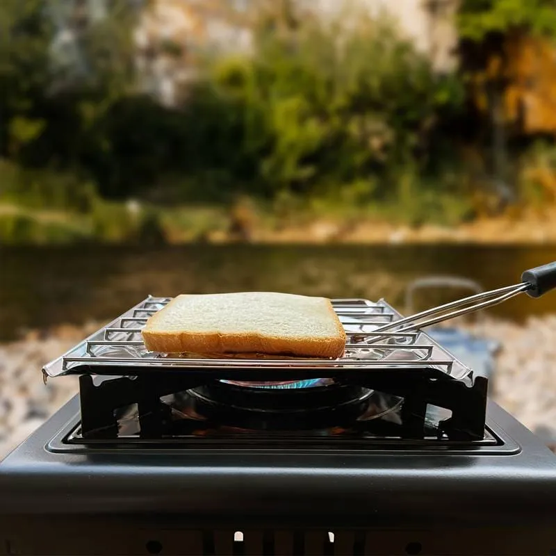 Foldable Grill Basket, Stove Top Toaster Rack, Stainless Steel Grilling Pan, Square Heat Resistant Tray, Flat Griddle Plate Tray, Camping Cookware, Kitchen Stove Top Toaster