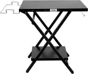 Foldable Grill Table with Extra Storage Bottom Shelf, Outdoor Indoor Foldable Outdoor Grill Stand Table with Garage Rack & Tissue Holder,Easy Set-up, 30" x 24", Black