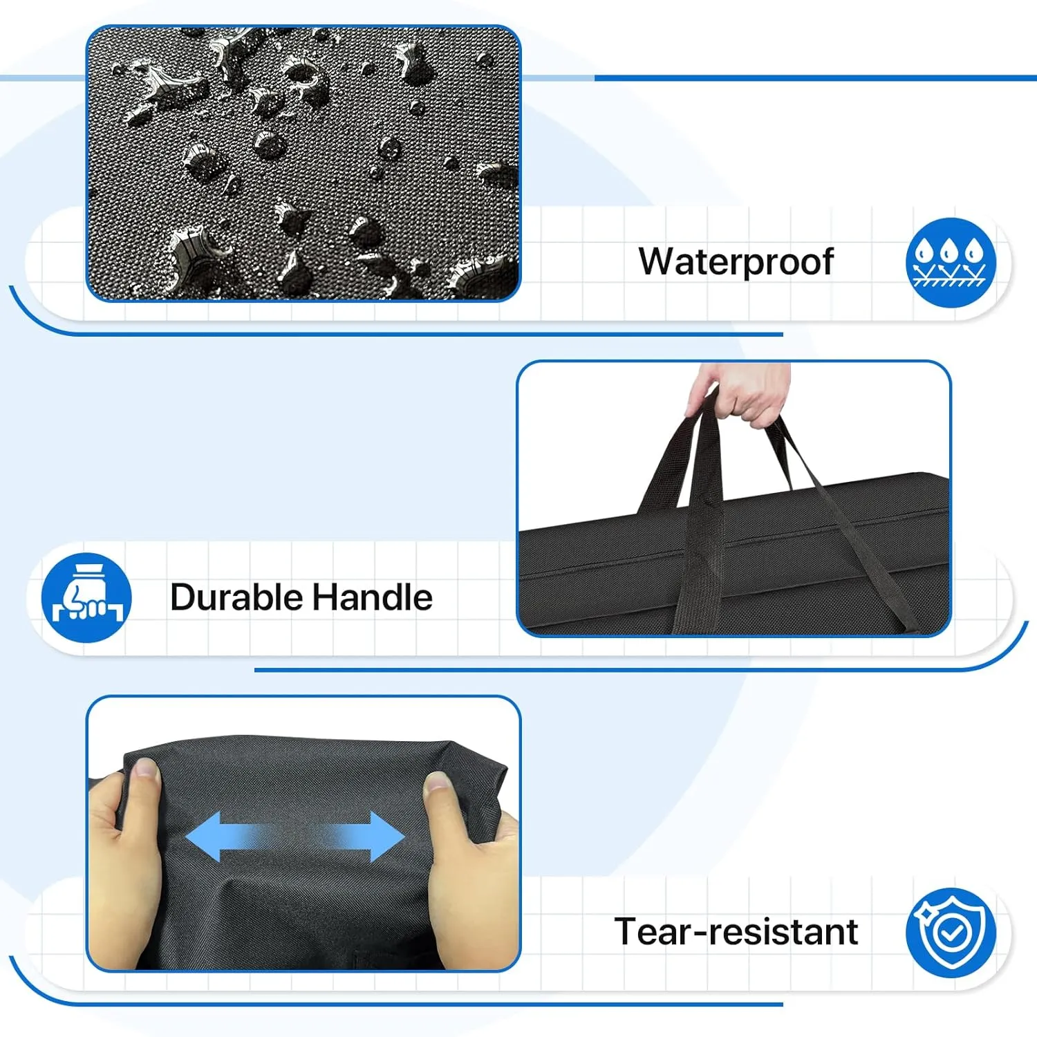 Foldable Mattress Storage Bag, 55"x13"x26" Portable Waterproof Carry Case for Trifold Memory Foam Full Folding Mattress, 600D Oxford Heavy Duty Camping Cots Bag, Black