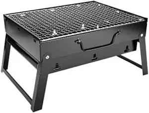 Folding BBQ Grill, Portable Charcoal Barbecue with Wire Mesh for Outdoor Camping, Picnics, Hiking, and Cooking