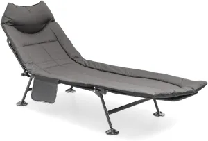 Folding Camping Cot for Adults, Portable Sleeping Cot with Adjustable Backrest, Side Pocket, Pillow, and Anti-Sink Foot Covers, Supports 250lbs, Ideal for Car & Tent Camping, Hiking