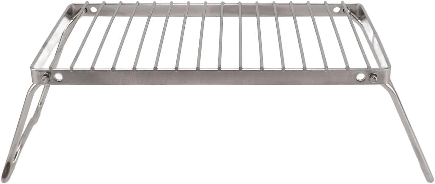 Folding Camping Grate, Portable Camping Grate Stainless Steel Adjustable Height Backpacking Grill with Drainage Design Camp Fire Cooking Racks for Outdoor
