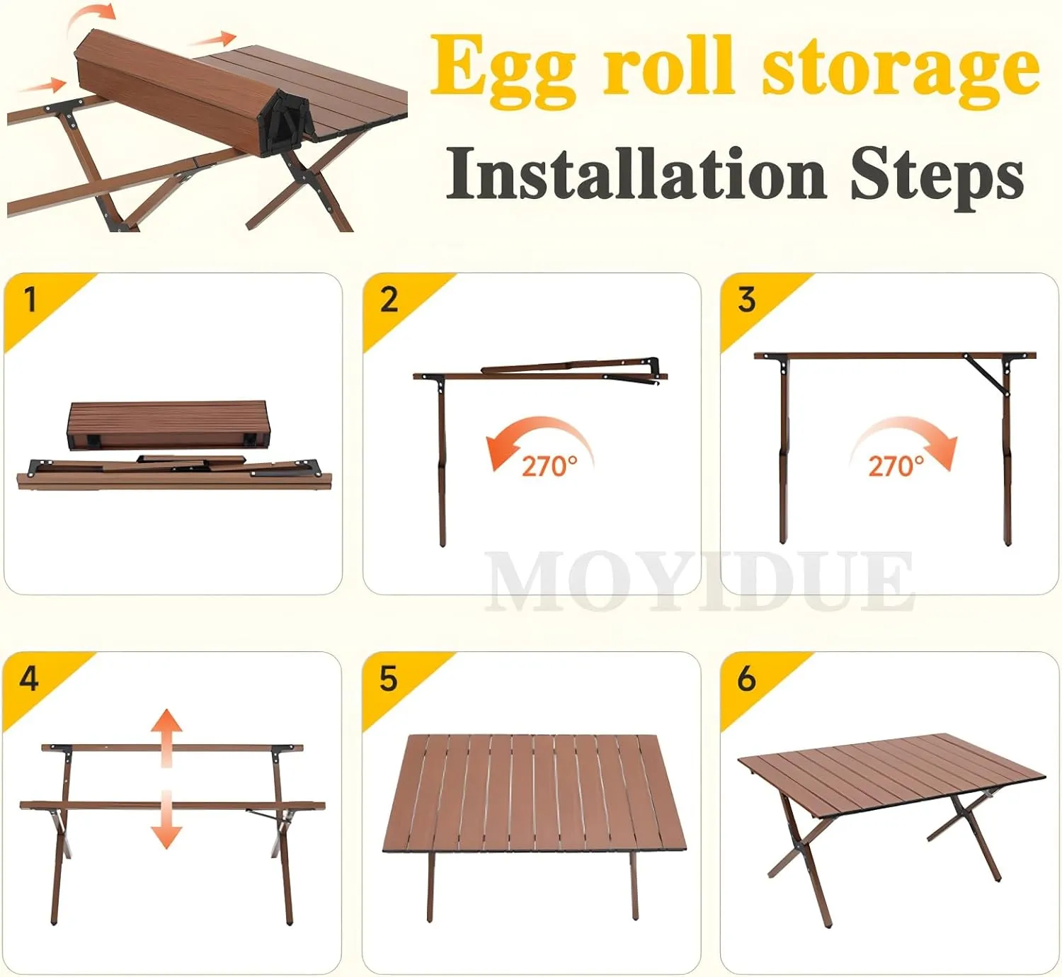 Folding Camping Table, Portable Picnic Table, Low Outdoor Table, Fold Up Collapsible Roll Up Metal Camp with Carry Bag for Beach Party Patio BBQ Travel,Walnut,M