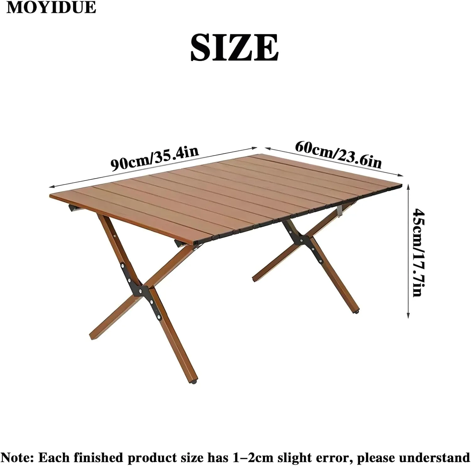 Folding Camping Table, Portable Picnic Table, Low Outdoor Table, Fold Up Collapsible Roll Up Metal Camp with Carry Bag for Beach Party Patio BBQ Travel,Walnut,M