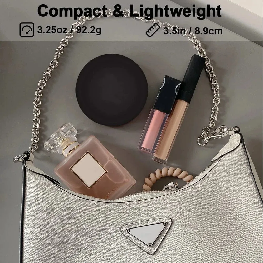 Folding compact LED light makeup mirror with 10X magnification
