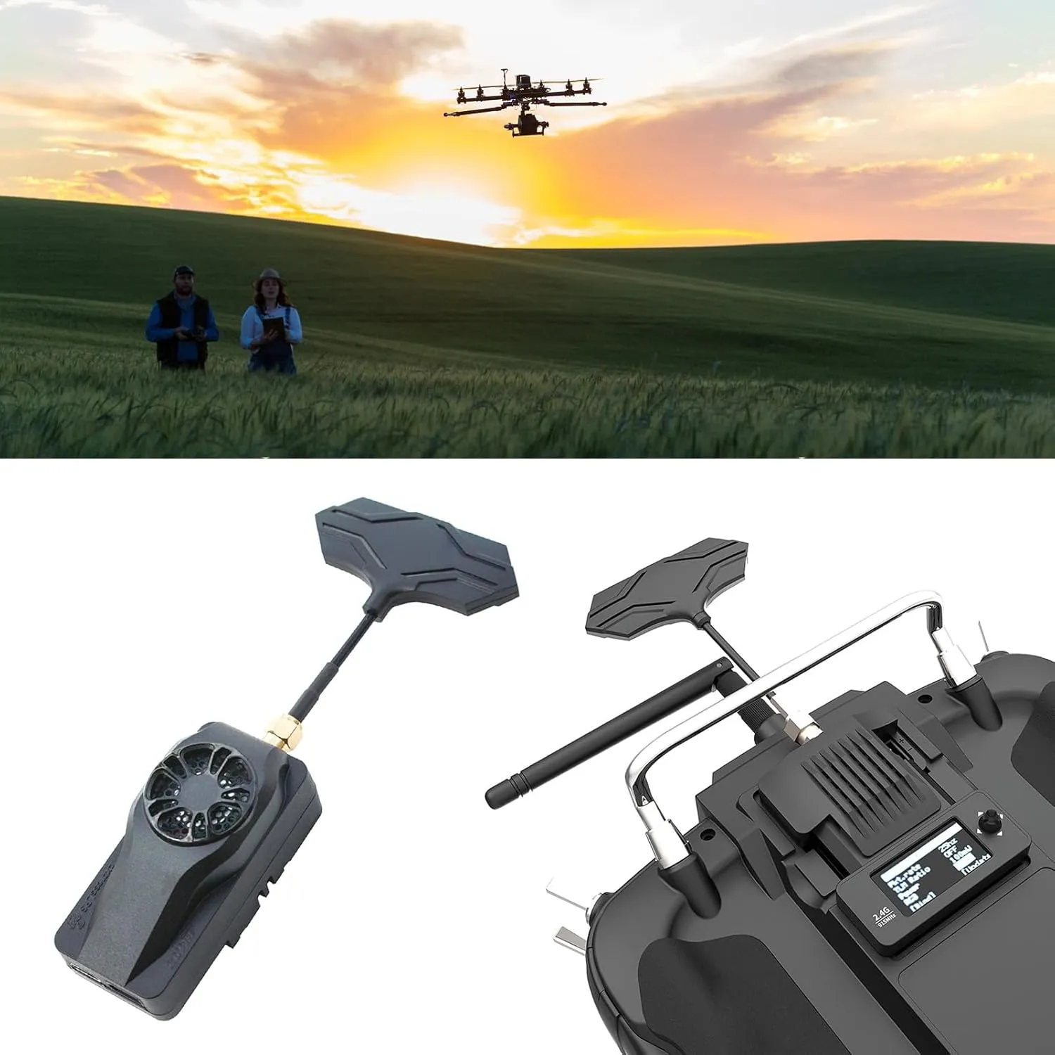 for Aeris Link Long Ranged 2.4G 915MHz ExpressLRS ELRS/TX Module Enhances Signal with OLED Screen Cooling Fan