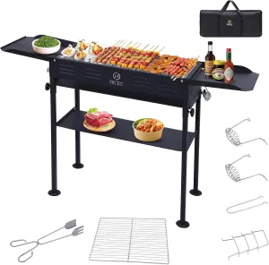 for Hibachi Grill, Storage Folding Picnic, Camping, Portable Grills, Recommended Value-for-money Camping for and with Charcoal C Nice Stainless Table, Grill Bag Grills, Patio BBQ (Black) Carry Shelf, Side Skewers