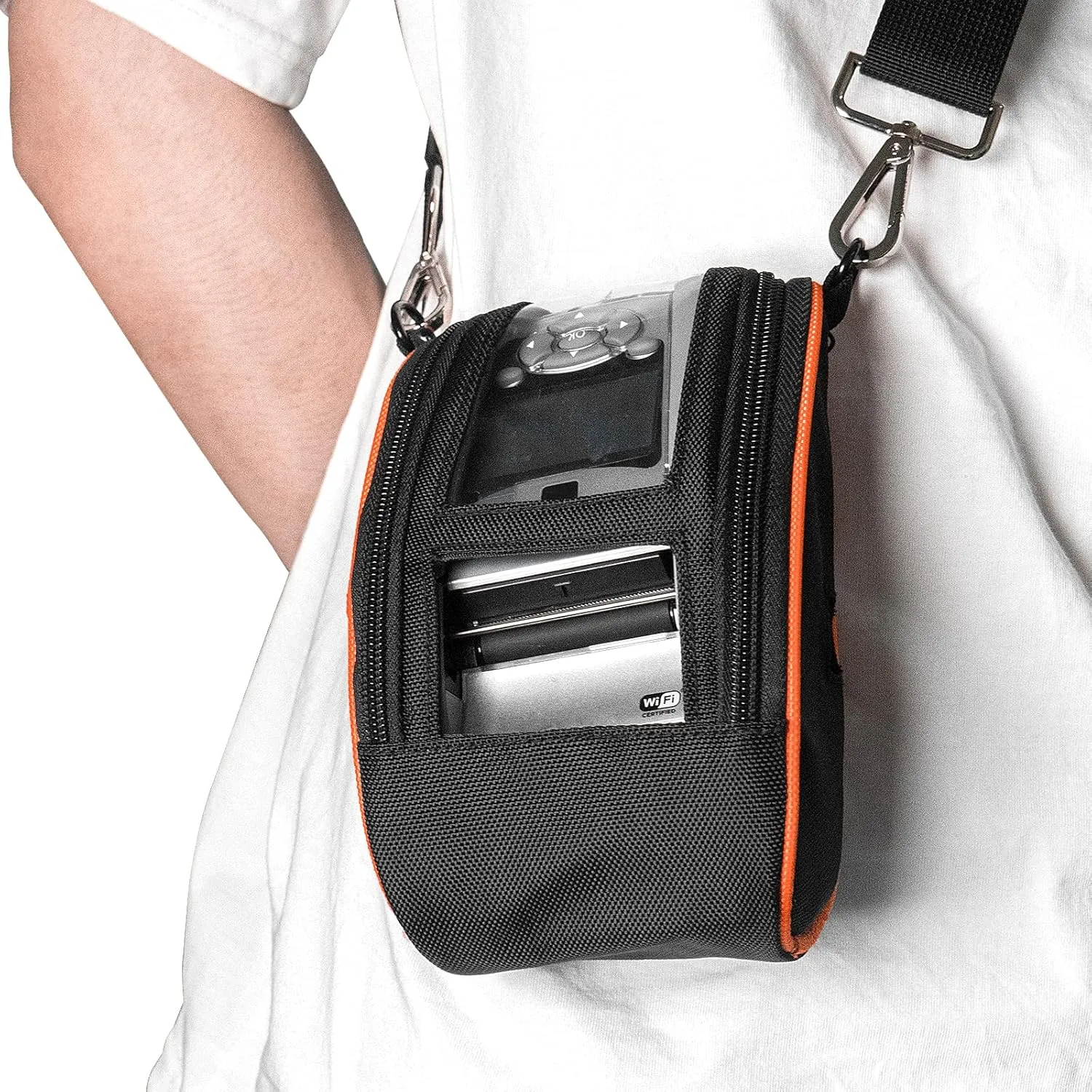 for Zebra QLN220 & ZQ610 Portable Thermal Printer Carrying Case with Shoulder Strap Orange