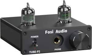 Fosi Audio P2 Headphone Amplifier Vacuum Tube Headphone Amp Mini Hi-Fi Stereo Audio with Low Ground Noise Output Protection