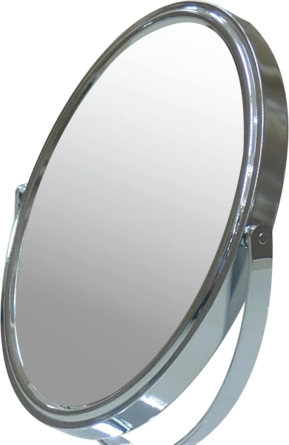 Free Standing Double Sided Tabletop Makeup Metal Vanity Mirror 1X and 3X Magnification, Oval, Swivel Mirror for Desk, Bedroom, Bathroom Chrome Finish