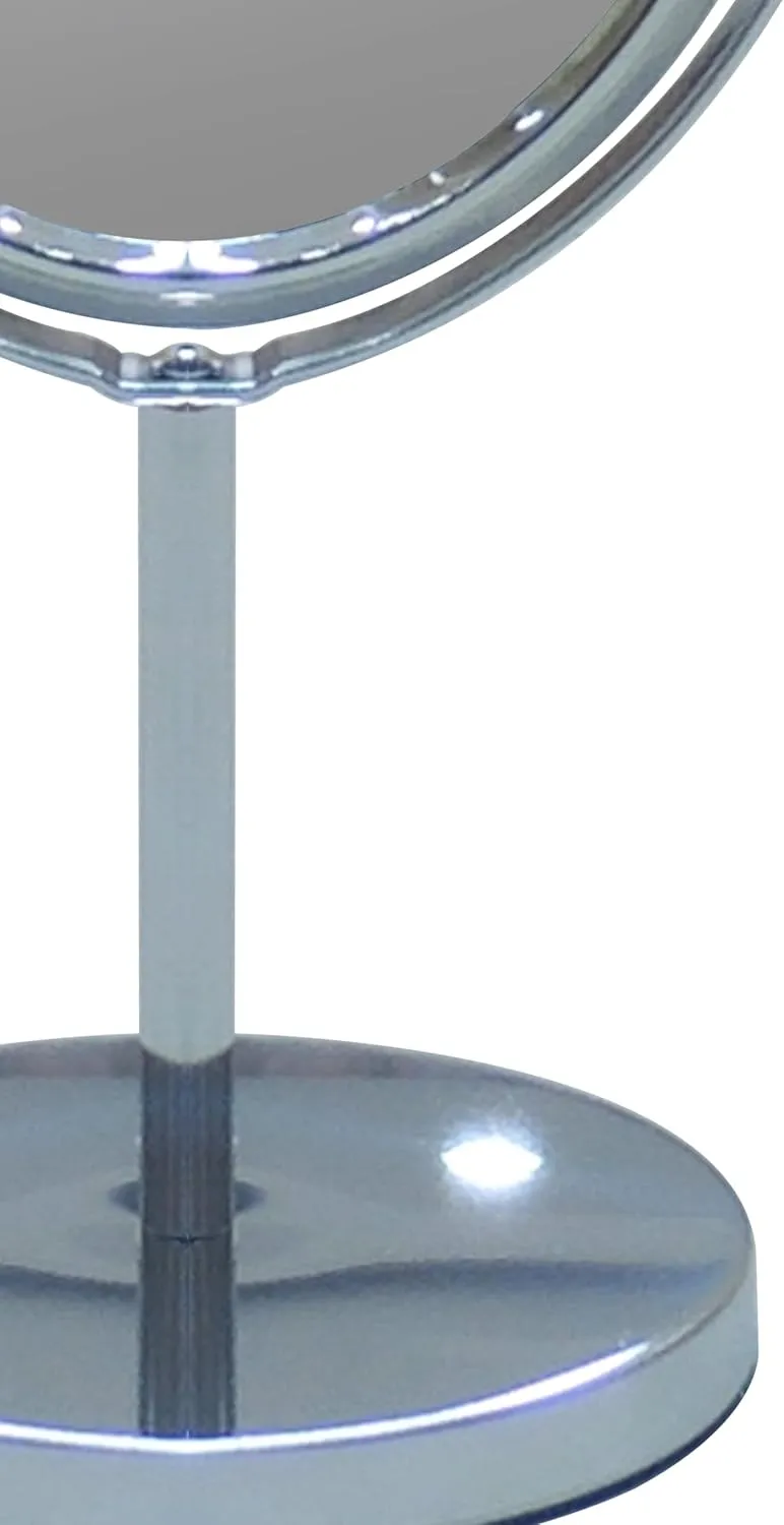 Free Standing Double Sided Tabletop Makeup Metal Vanity Mirror 1X and 3X Magnification, Oval, Swivel Mirror for Desk, Bedroom, Bathroom Chrome Finish