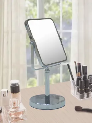 Free Standing Double Sided Tabletop Makeup Metal Vanity Mirror 1X and 3X Magnification, Square, Swivel Mirror for Desk, Bedroom, Bathroom Chrome Finish