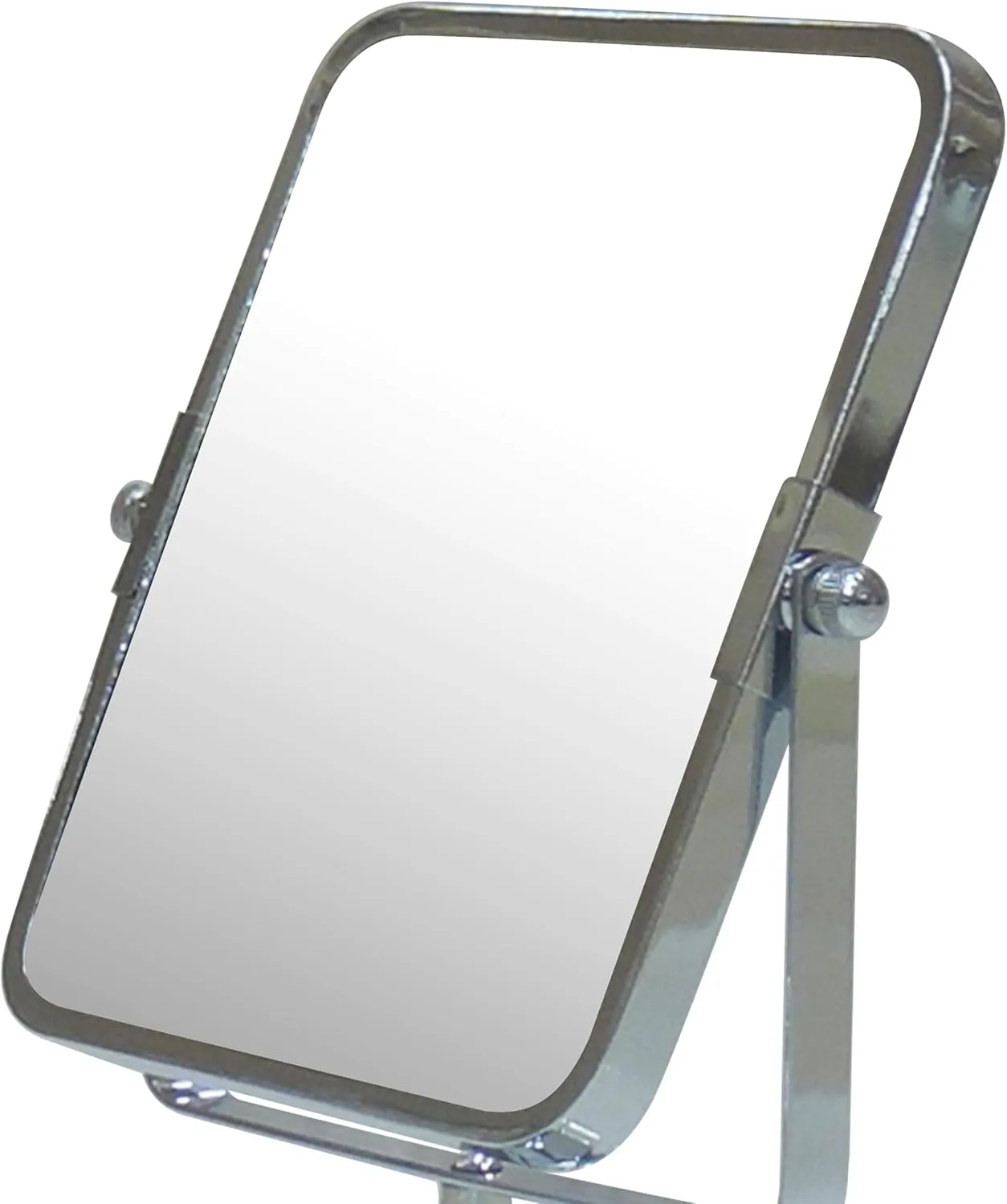 Free Standing Double Sided Tabletop Makeup Metal Vanity Mirror 1X and 3X Magnification, Square, Swivel Mirror for Desk, Bedroom, Bathroom Chrome Finish