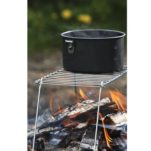 Freestanding Backpack Camp Grill for Camping in Silver
