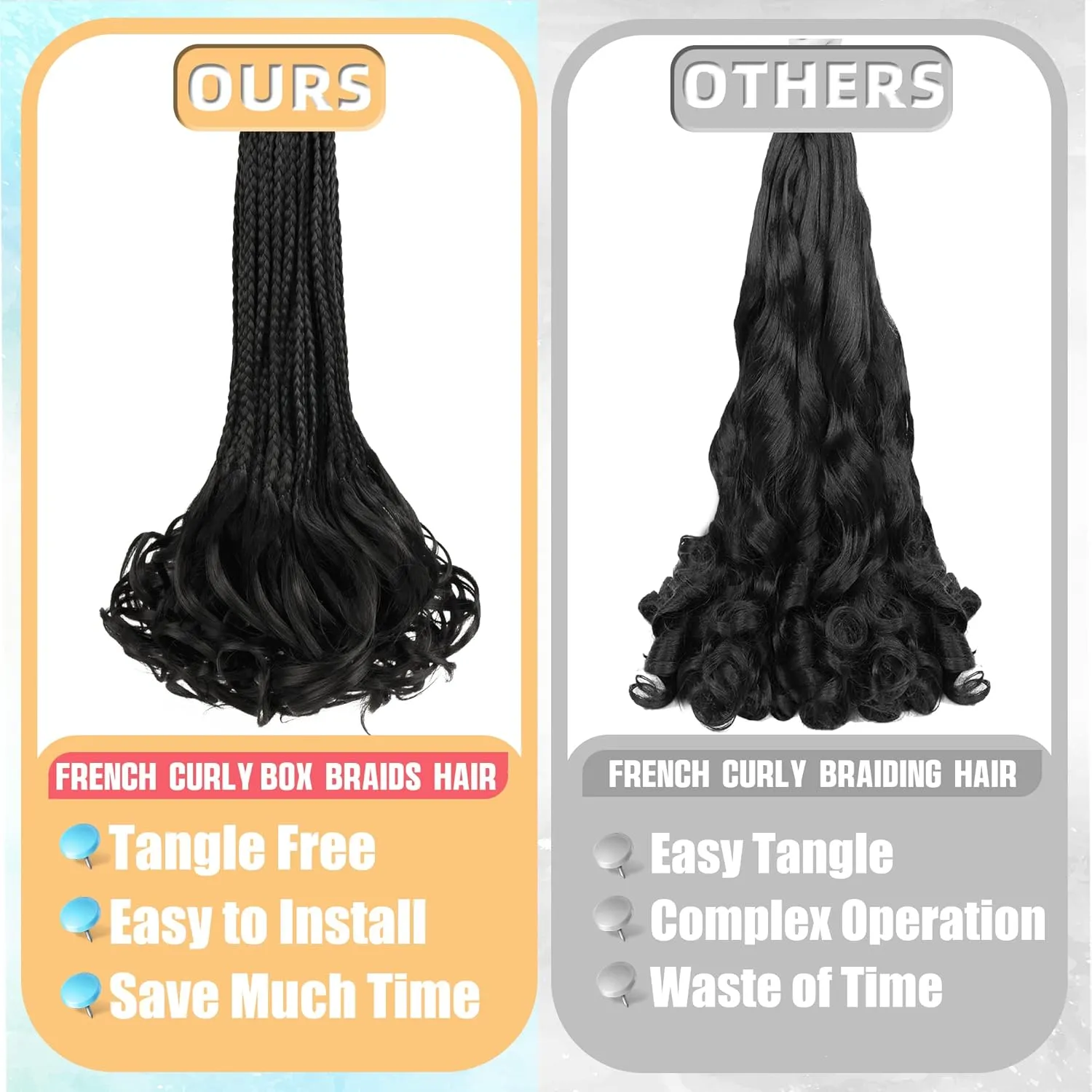 French Curl Box Braids Crochet Hair for Black Women-14 Inches 8 Packs Natural Black Soft Pre Looped Goddess Box Braiding Hair with Curly Wavy Ends,Synthetic Hair Extensions (14"-8 Packs,1B)