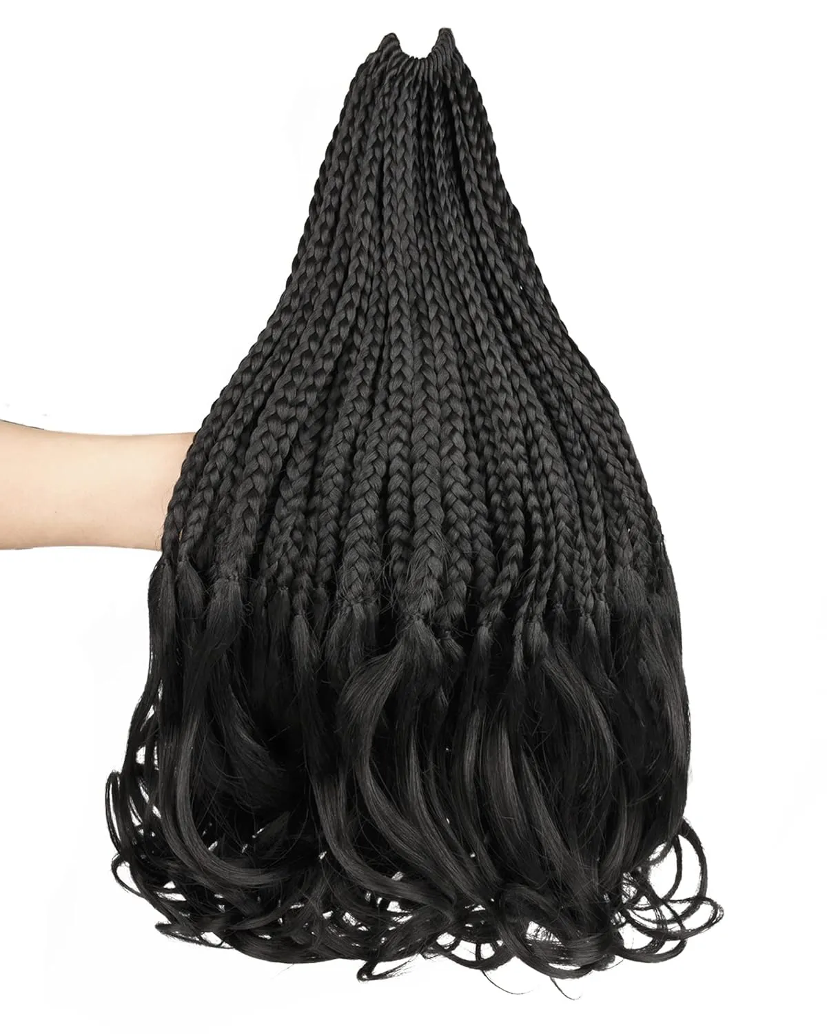 French Curl Box Braids Crochet Hair for Black Women-14 Inches 8 Packs Natural Black Soft Pre Looped Goddess Box Braiding Hair with Curly Wavy Ends,Synthetic Hair Extensions (14"-8 Packs,1B)
