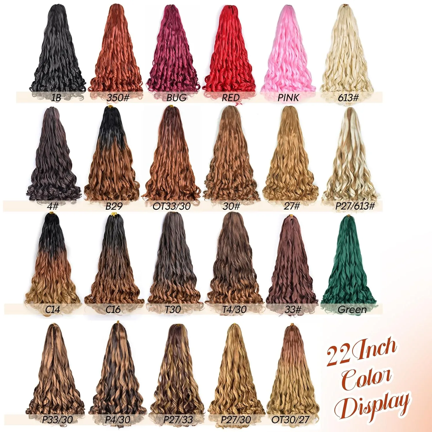 French Curl Braiding Hair 8 Packs 22 Inch Pre Stretched Synthetic Spiral Curly Crochet Ombre Braiding Hair 75g/Pack French Curl Hair Extensions for Black Women (22 Inch,8 Packs,T4/30)