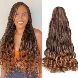 French Curl Braiding Hair 8 Packs 22 Inch Pre Stretched Synthetic Spiral Curly Crochet Ombre Braiding Hair 75g/Pack French Curl Hair Extensions for Black Women (22 Inch,8 Packs,T4/30)