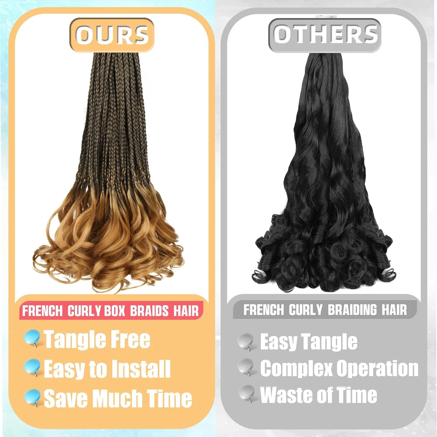 French Curl Crochet Braids for Black Women-18 Inches 8 Packs Goddess Box Braids,Ombre Blonde Soft Pre Looped Braided Synthetic Hair Extensions with Curly Wavy Ends(18"-8 Packs,T1B/27)