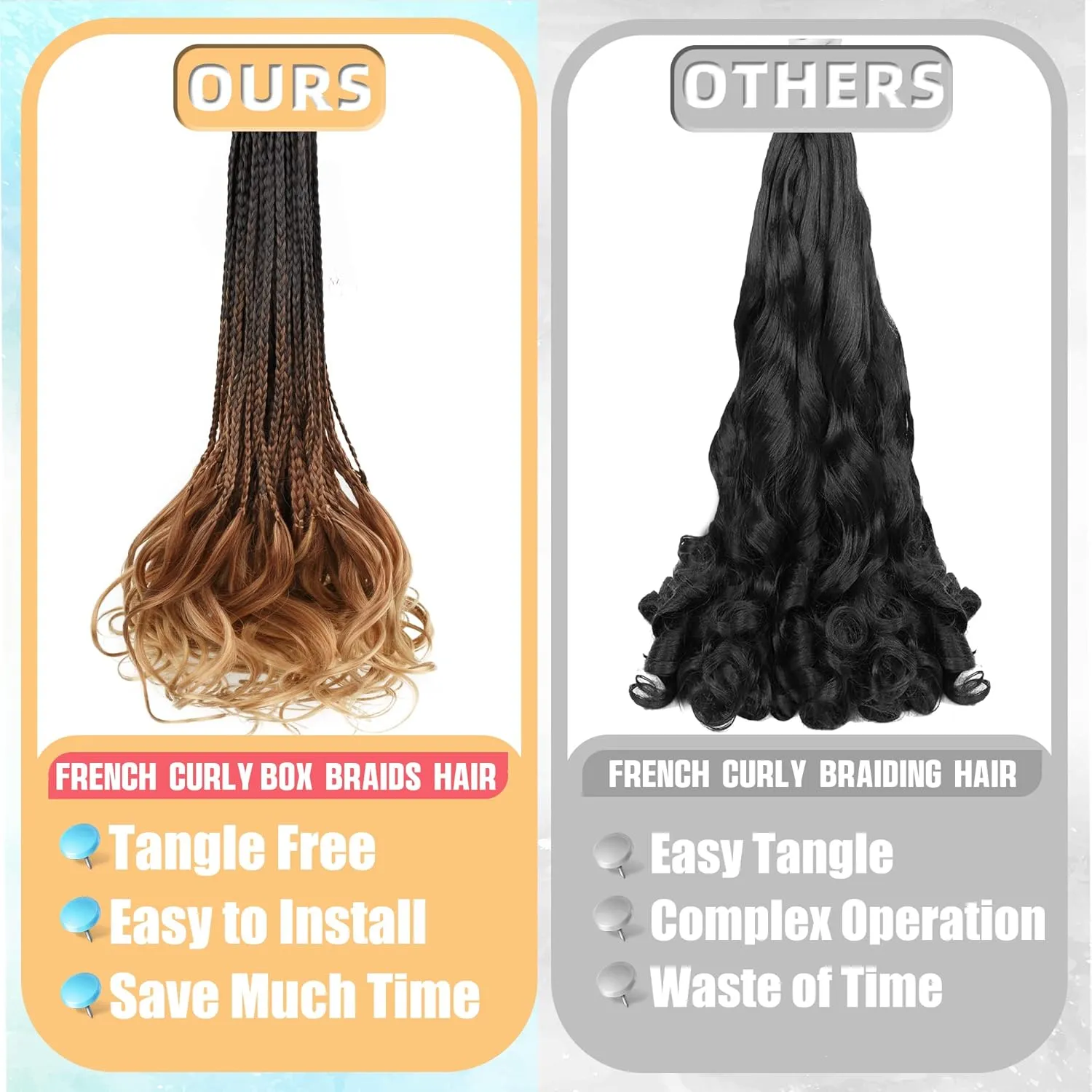 French Curl Crochet Braids for Black Women-18 Inches 8 Packs Goddess Box Braids,Ombre Brown to Blonde Soft Pre Looped Braided Synthetic Hair Extensions with Curly Wavy Ends(18"-8 Packs,T1B/30/27)