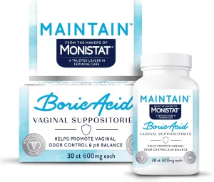 from The Makers of Monistat, Maintain Boric Acid Suppositories for Women, 600 Mg of Boric Acid, 30 Ct, 1 Pack