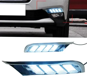 Front Bumper Fog Light Daytime Running Lamp Turn Signal LED for Nissan Kicks 2017-2019,Amber&White&Blue