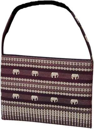 Full Funk Zip Closure Small Hilltribe Square Silk Handbag 10inch x 7inch